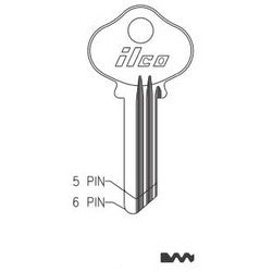 Kaba Ilco 1014 NP A04 | Cylinder Lock Key Blank, 5-Pin, Brass, Nickel Plated, 4 Price Group, For Eagle Lock
