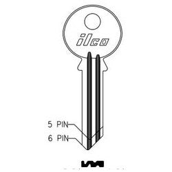 Kaba Ilco 1019D NP A15 | Cylinder Lock Key Blank, 5-Pin, Brass, Nickel Plated, 15 Price Group, For Reading