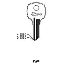 Kaba Ilco 1069H NP A07 | Cylinder Lock Key Blank, 5-Disc, Brass, Nickel Plated, 7 Price Group, For National Cabinet Lock