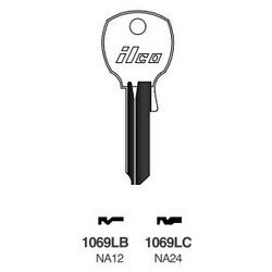 Kaba Ilco 1069LB NP A02 | Cylinder Lock Key Blank, Brass, Nickel Plated, 2 Price Group, For National Cabinet Lock
