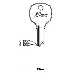Kaba Ilco 1069M NP A04 | Cylinder Lock Key Blank, 6-Disc, Brass, Nickel Plated, 4 Price Group, For National Cabinet Lock
