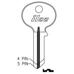 Kaba Ilco 1071D NP A15 | Cylinder Lock Key Blank, 5-Pin, Brass, Nickel Plated, 15 Price Group, For Wilson-Bohannon