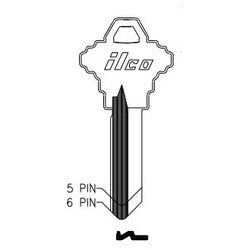 Kaba Ilco 1145 NP A02 | Cylinder Lock Key Blank, 5-Pin, Brass, Nickel Plated, 2 Price Group, For Schlage