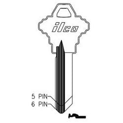 Kaba Ilco 1145G NP A09 | Cylinder Lock Key Blank, 5-Pin, Brass, Nickel Plated, 9 Price Group, For Schlage