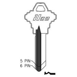 Kaba Ilco 1145L NS A42 | Cylinder Lock Key Blank, 5-Pin, Natural Nickel Silver, 9 Price Group, For Schlage