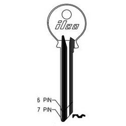 Kaba Ilco 997LA NP A10 | Cylinder Lock Key Blank, 7-Pin, Brass, Nickel Plated, 10 Price Group, For Yale