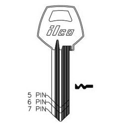 Kaba Ilco A1001GRM NP A11 | Cylinder Lock Key Blank, 6-Pin, Natural Nickel Silver, 11 Price Group, For Corbin/Russwin