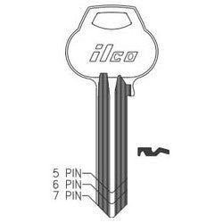 Kaba Ilco A1011-L4 NS A29 | Cylinder Lock Key Blank, 6-Pin, Natural Nickel Silver, 4 Price Group, For Corbin/Russwin