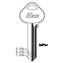 Kaba Ilco A1011D3 NP A10 | Cylinder Lock Key Blank, 6-Pin, Sectional, Brass, Nickel Plated, 10 Price Group, For Corbin/Russwin