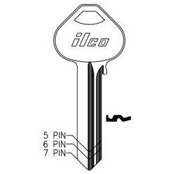 Kaba Ilco A1011D34 NP A12 | Cylinder Lock Key Blank, 6-Pin, Brass, Nickel Plated, 12 Price Group, For Corbin/Russwin