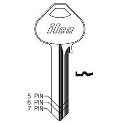 Kaba Ilco A1011D41 NP A06 | Cylinder Lock Key Blank, 6-Pin, Brass, Nickel Plated, 6 Price Group, For Corbin/Russwin