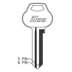 Kaba Ilco A1012-60 NS A42 | Cylinder Lock Key Blank, Natural Nickel Silver, 9 Price Group, For Corbin/Russwin