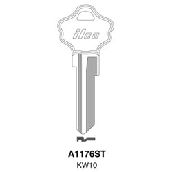 Kaba Ilco KW10-BR BR A34 | Cylinder Lock Key Blank, Natural Brass, 34 Price Group, For Titan/Kwikset
