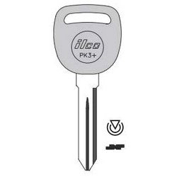 Kaba Ilco B112-PT NP | Vehicle Key Blank, Transponder Key, Brass, Nickel Plated, For General Motors