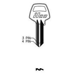 Kaba Ilco CB2 NP A15 | Cylinder Lock Key Blank, 4-Pin, Brass, Nickel Plated, 15 Price Group, For Corbin/Russwin