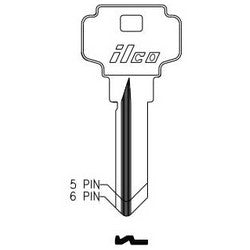 Kaba Ilco D1145 NP A15 | Cylinder Lock Key Blank, 5-Pin, Brass, Nickel Plated, 15 Price Group, For Dexter/Master