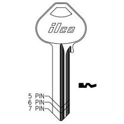 Kaba Ilco DND-RU45 BR A02 | Cylinder Lock Key Blank, 5-Pin, Do Not Duplicate, Natural Brass, 2 Price Group, For Corbin/Russwin