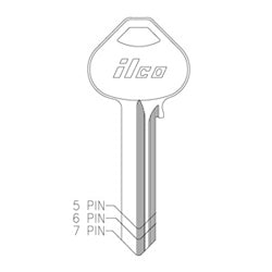 Kaba Ilco DND-RU46 BR A02 | Cylinder Lock Key Blank, 6-Pin, Do Not Duplicate, Natural Brass, 2 Price Group, For Corbin/Russwin