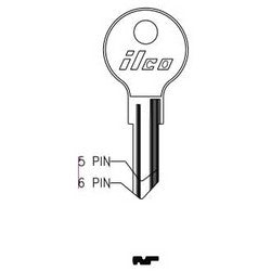 Kaba Ilco DO2 NP A20 | Cylinder Lock Key Blank, 6-Pin, Brass, Nickel Plated, 20 Price Group, For Dominion Lock