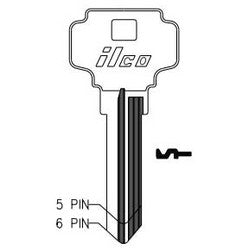 Kaba Ilco DXG5 NP A14 | Cylinder Lock Key Blank, 6-Pin, Brass, Nickel Plated, 14 Price Group, For Dexter/Master