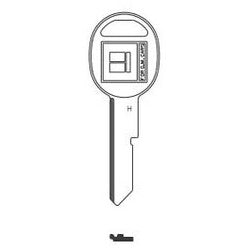 Kaba Ilco GM-H NP A01 | Key Blank, Look-Alike, Secondary, H, Brass, Nickel Plated, 1 Price Group, For General Motors
