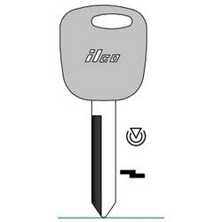 Kaba Ilco H73-PT NP | Vehicle Key Blank, Transponder Key, Brass, Nickel Plated, For Ford