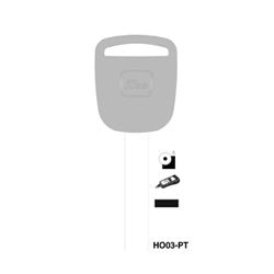 Kaba Ilco HO03-PT NS | Vehicle Key Blank, Transponder Key, Special Key Machine, Natural Nickel Silver, For Honda Automobile