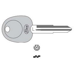 Kaba Ilco HY022-PT NP | Vehicle Key Blank, Transponder Key, Natural Nickel Silver, For Hyundai