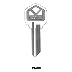 Kaba Ilco KW1-PC-RED NP A09 | Cylinder Lock Key Blank, Red, Brass, Nickel Plated, 9 Price Group, For Kwikset/Donner