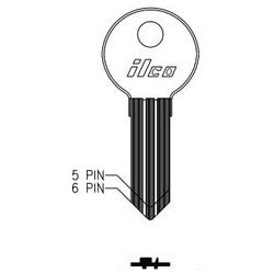 Kaba Ilco L1042A NP A19 | Cylinder Lock Key Blank, 5-Pin, Double-Sided, Brass, Nickel Plated, 19 Price Group, For Illinois