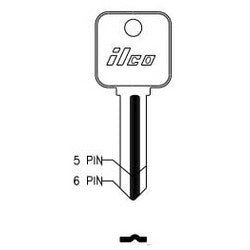 Kaba Ilco MR3 NS A30 | Cylinder Lock Key Blank, Brass, Nickel Plated, 5 Price Group, For Metalrousseau