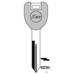 Kaba Ilco MZ30-P NP A10 | Vehicle Key Blank, Plastic Head, Brass, Nickel Plated, 10 Price Group, For Mazda