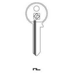 Kaba Ilco NCR1R NP A16 | Cylinder Lock Key Blank, Brass, Nickel Plated, 16 Price Group, For National Cabinet Lock