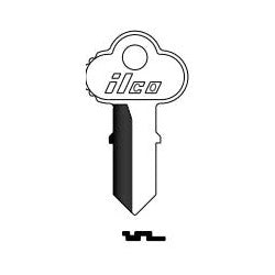 Kaba Ilco R1041DC NP 20 | Cylinder Lock Key Blank, Double-Sided, Brass, Nickel Plated, 20 Price Group, For Chicago