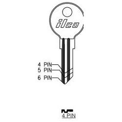 Kaba Ilco S54G NP A14 | Cylinder Lock Key Blank, 4-Pin, Brass, Nickel Plated, 14 Price Group, For Fort