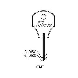 Kaba Ilco SR1000T NP A17 | Cabinet Lock Key Blank, 5-Disc, Brass, Nickel Plated, 17 Price Group, For Corbin