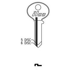 Kaba Ilco SX1000F NP A16 | Cylinder Lock Key Blank, 6-Disc, Brass, Nickel Plated, 16 Price Group, For Corbin Cabinet Lock