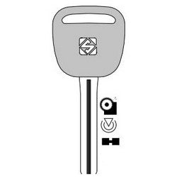 Kaba Ilco TOY40BT4 NP | Vehicle Key Blank, Transponder Key, Special Key Machine, Natural Brass, For Lexus/Toyota