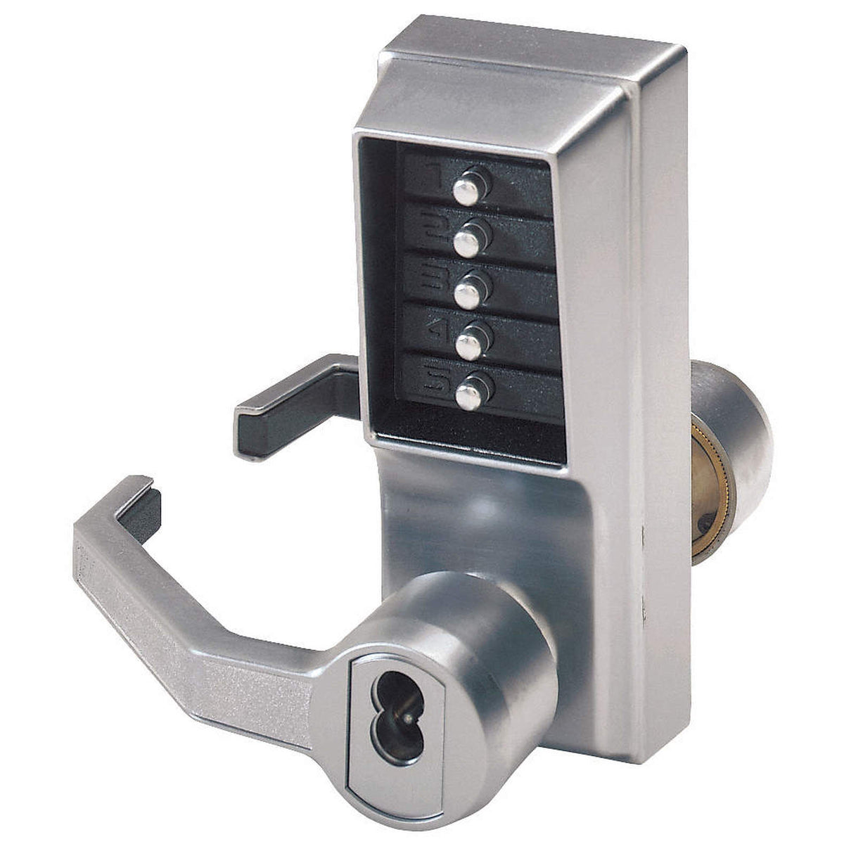 Kaba LL1021S-26D-41 | Mechanical Pushbutton Lock, Grade 1, Storeroom Function, Satin Chrome (US26D)