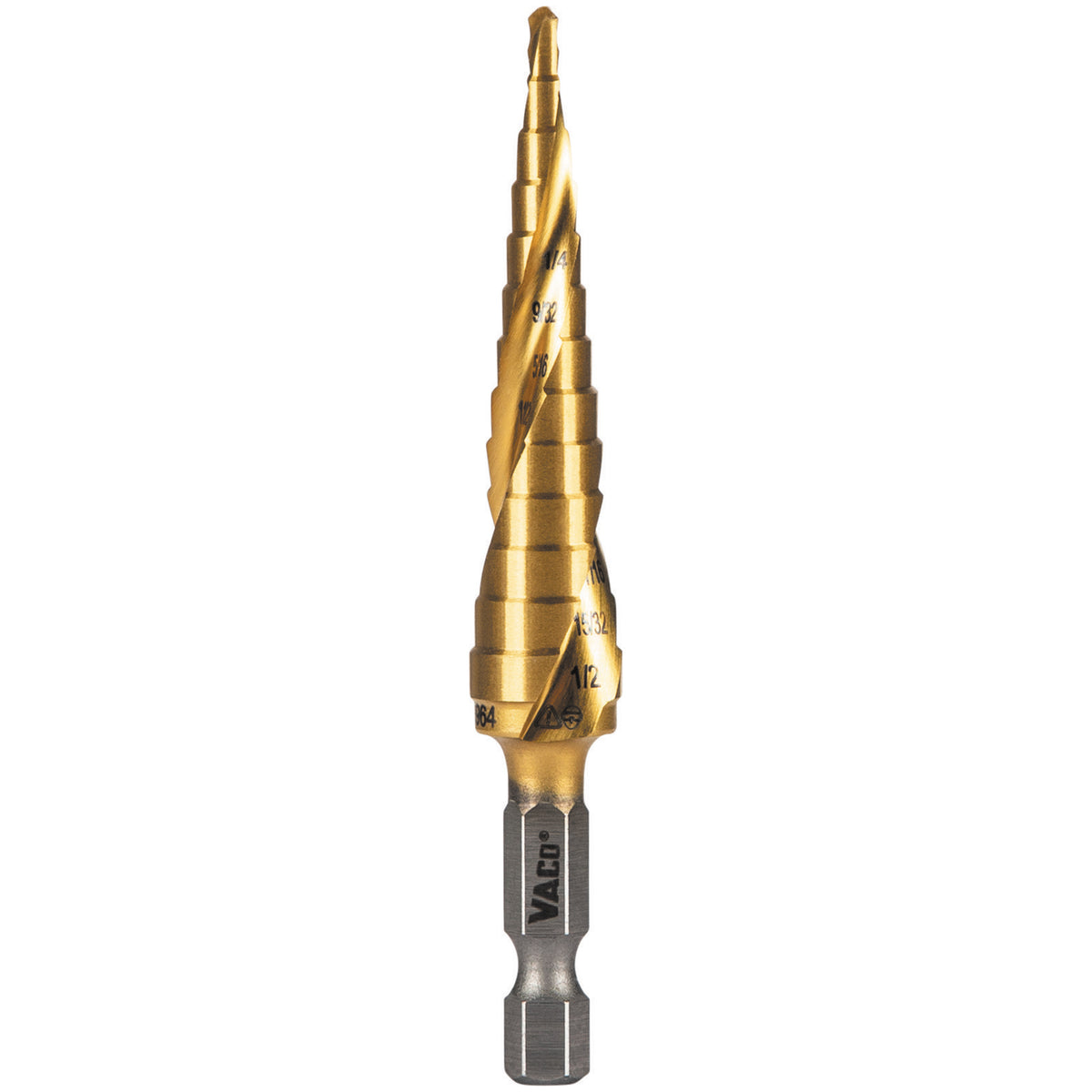 Klein Tools 25964 | 13-Step Drill Bit, Double-Fluted, 1/8-Inch to 1/2-Inch