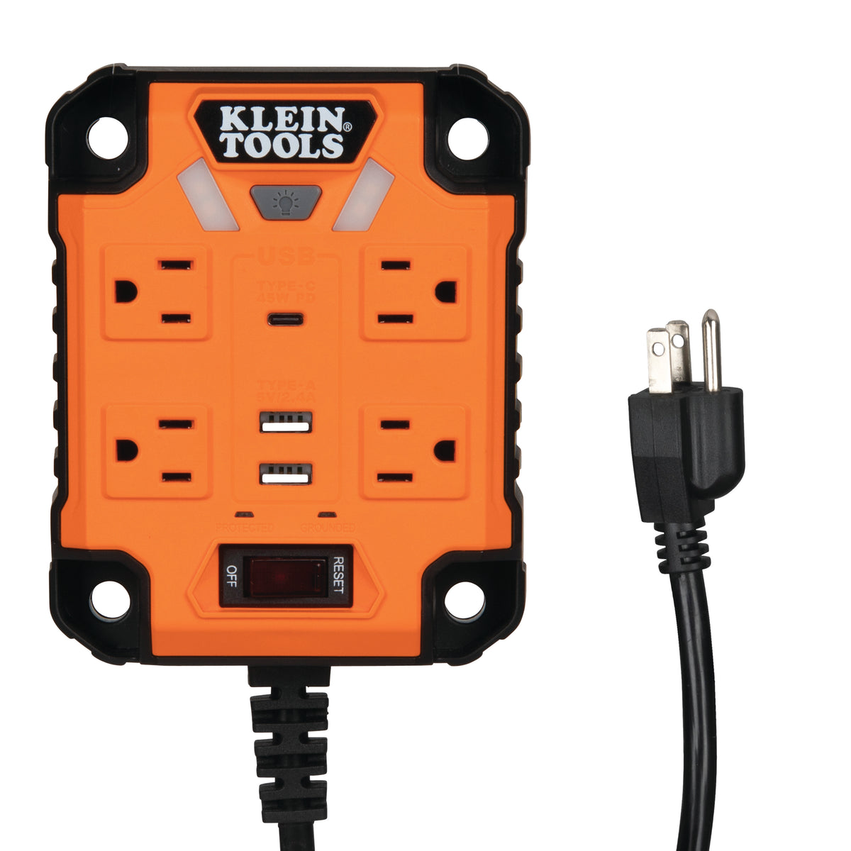 Klein Tools 29601 | PowerBox 1, Magnetic Mounted Power Strip with Integrated LED Lights