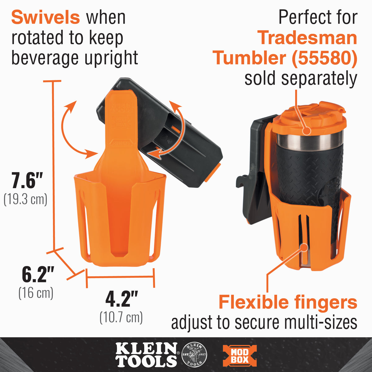 Klein Tools 54817MB | MODbox Cup Holder Rail Attachment