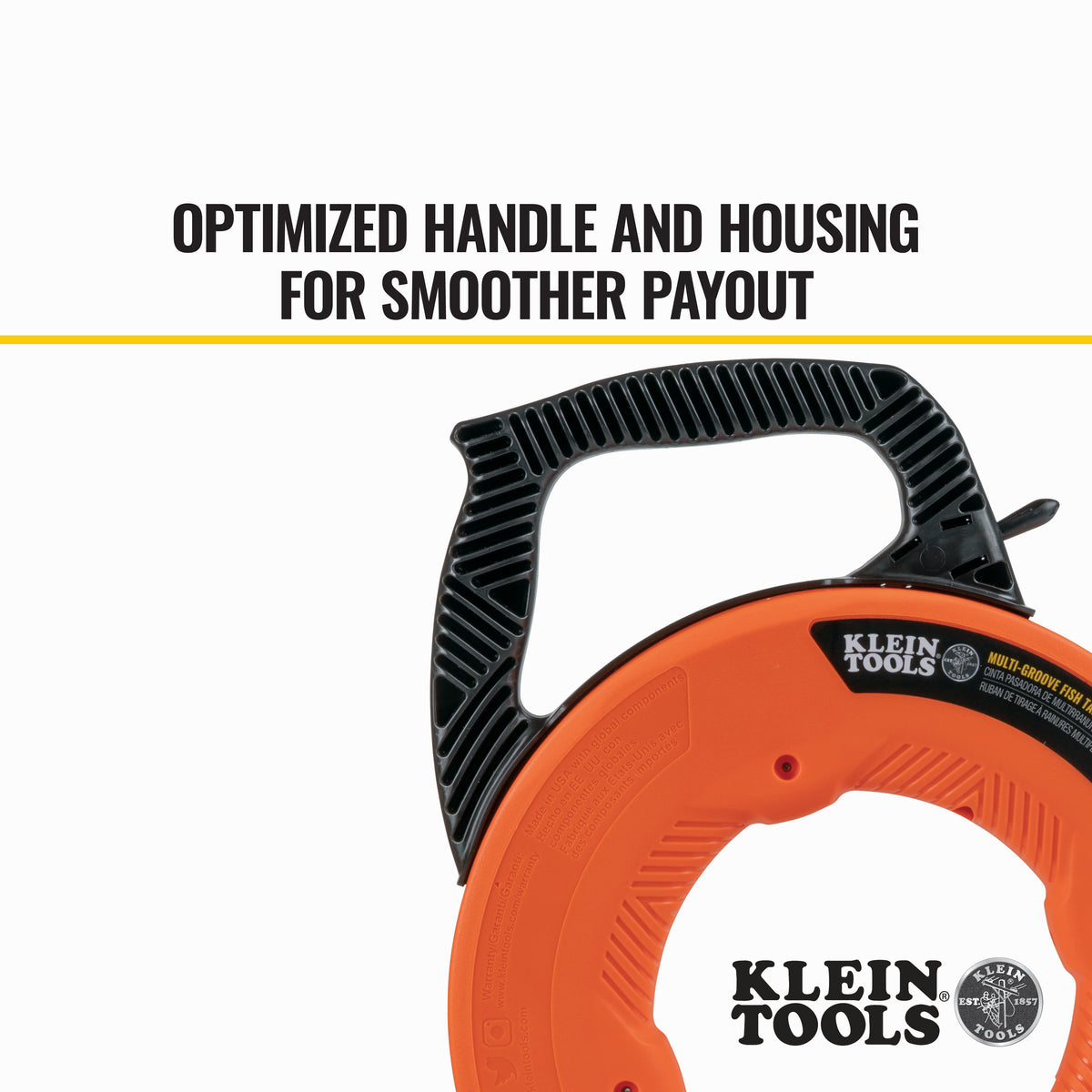 Klein Tools 56382 | Multi-Groove Fiberglass Fish Tape with Nylon Tip, 50-Foot