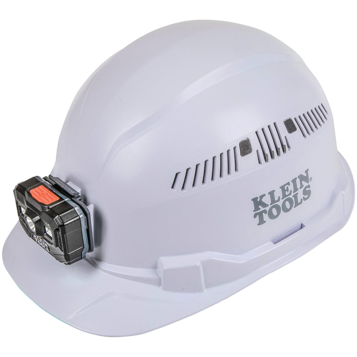 Klein Tools 60113RL | Hard Hat, Vented, Cap Style with Rechargeable Headlamp, White