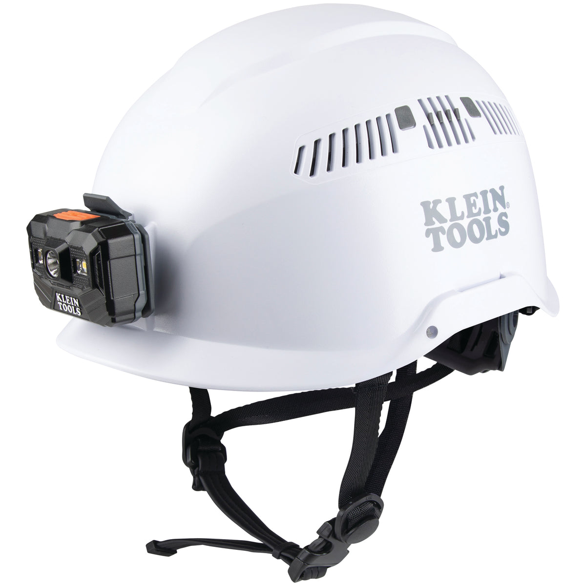 Klein Tools 60150 | Safety Helmet, Vented-Class C, with Rechargeable Headlamp, White