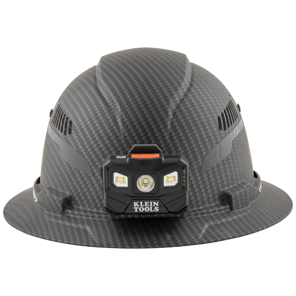 Klein Tools 60347 | Hard Hat, Premium KARBN Pattern, Vented Full Brim, Class C, Lamp