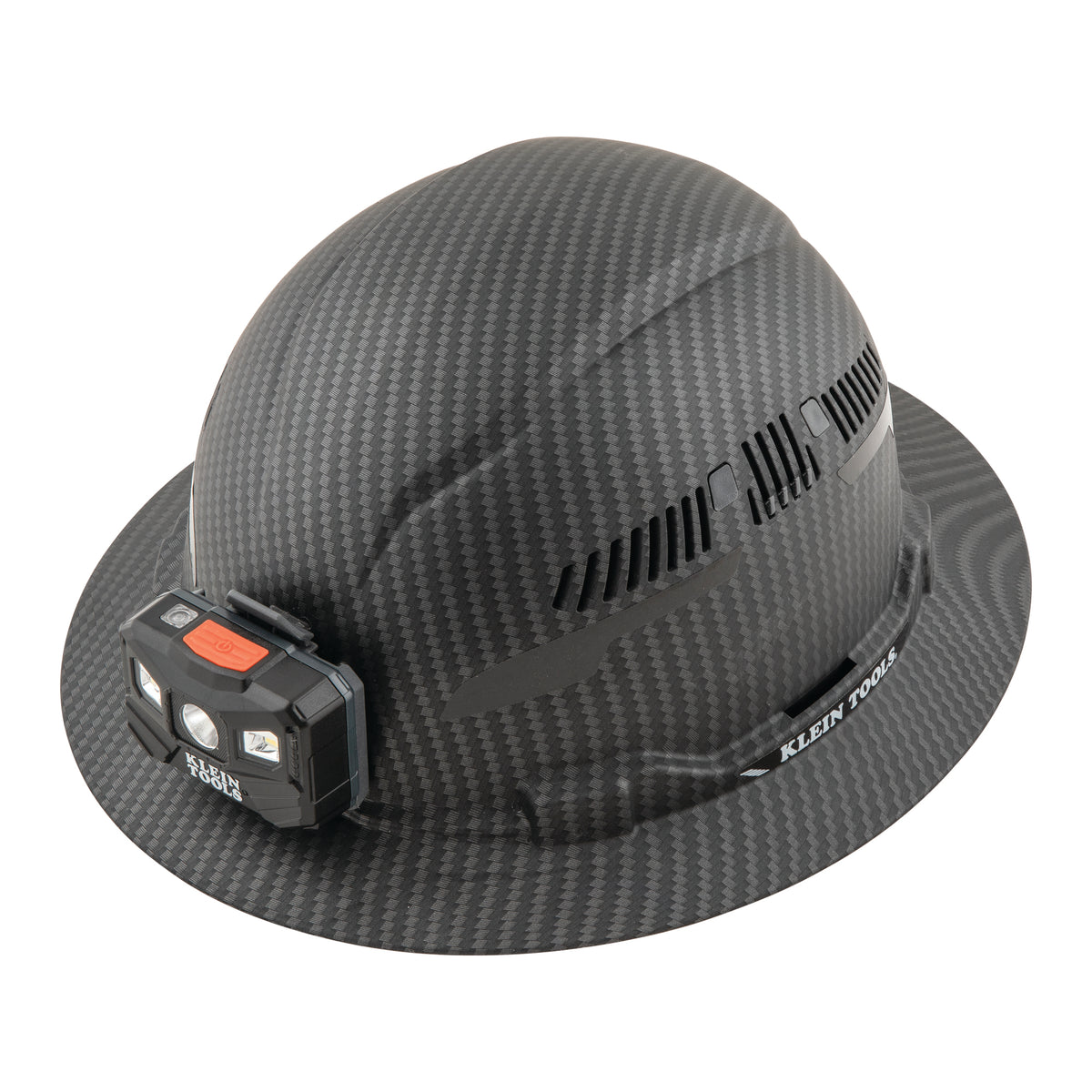 Klein Tools 60347 | Hard Hat, Premium KARBN Pattern, Vented Full Brim, Class C, Lamp