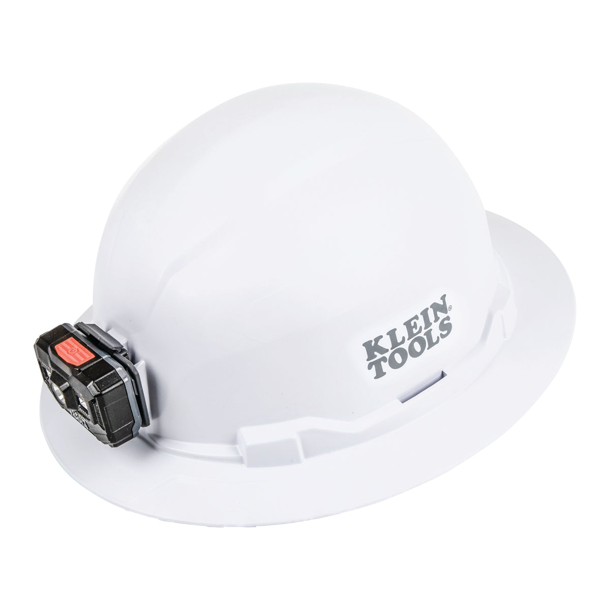 Klein Tools 60406RL | Hard Hat, Non-Vented, Full Brim with Rechargeable Headlamp, White