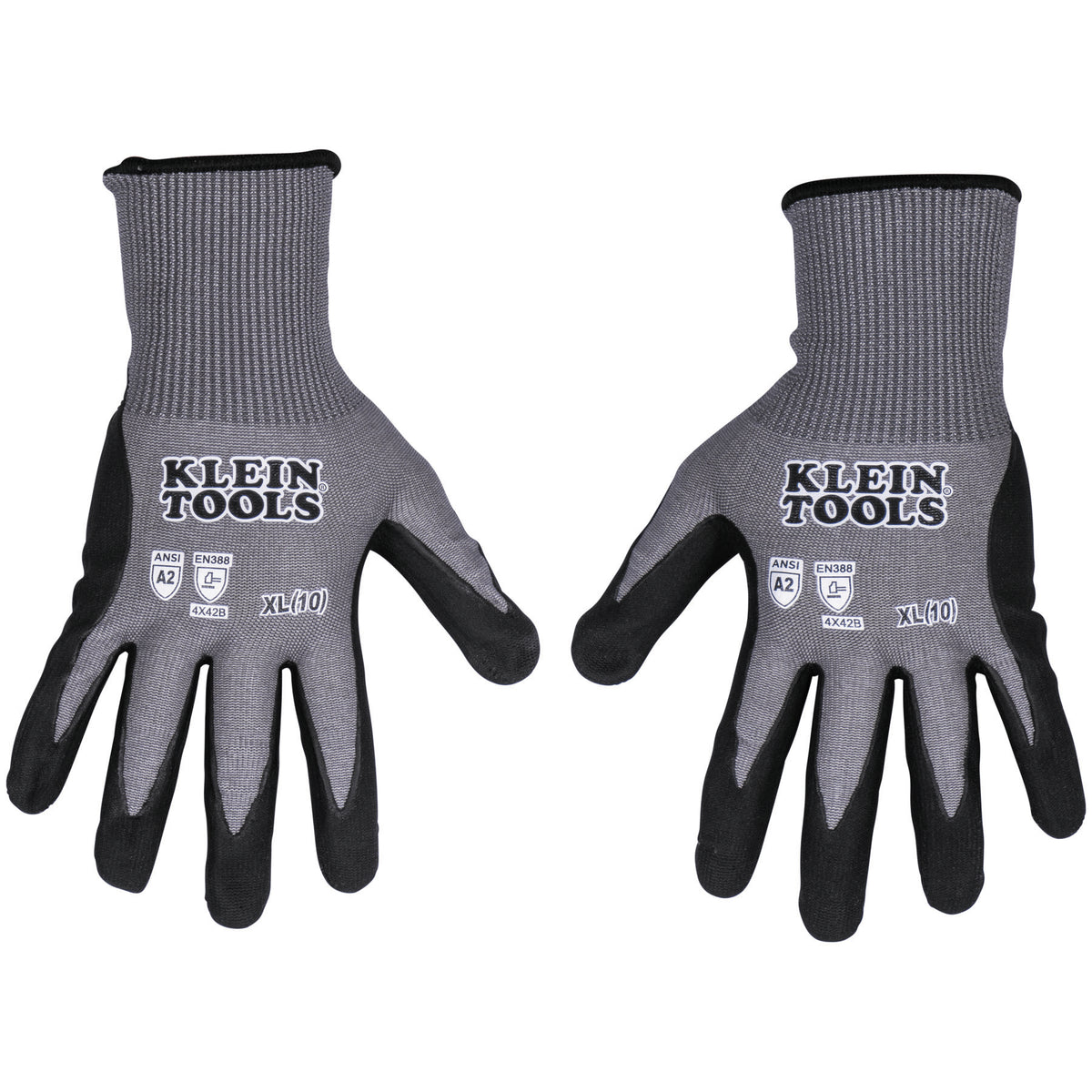 Klein Tools 60586 | Knit Dipped Gloves, Cut Level A2, Touchscreen, X-Large, 2-Pair