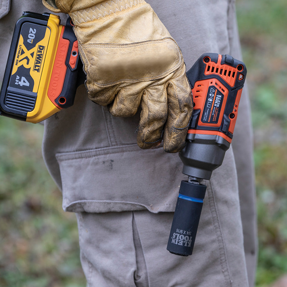 Klein Tools BAT20CW1 | Battery-Operated Compact Impact Wrench, 1/2-Inch Detent Pin, Full Kit